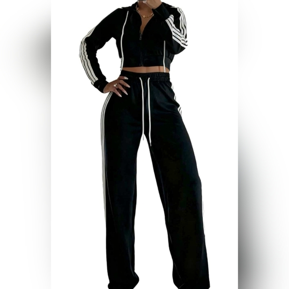 Black Stripe Tracksuit Set | Y2K Streetwear Athleisure | XL - Picture 4 of 12